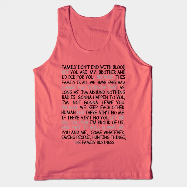 SPN QUOTES Tank Top by Winchestered